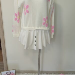 SWETER WŁOSKI Z DODATKIEM KWIATÓW I KOSZULI